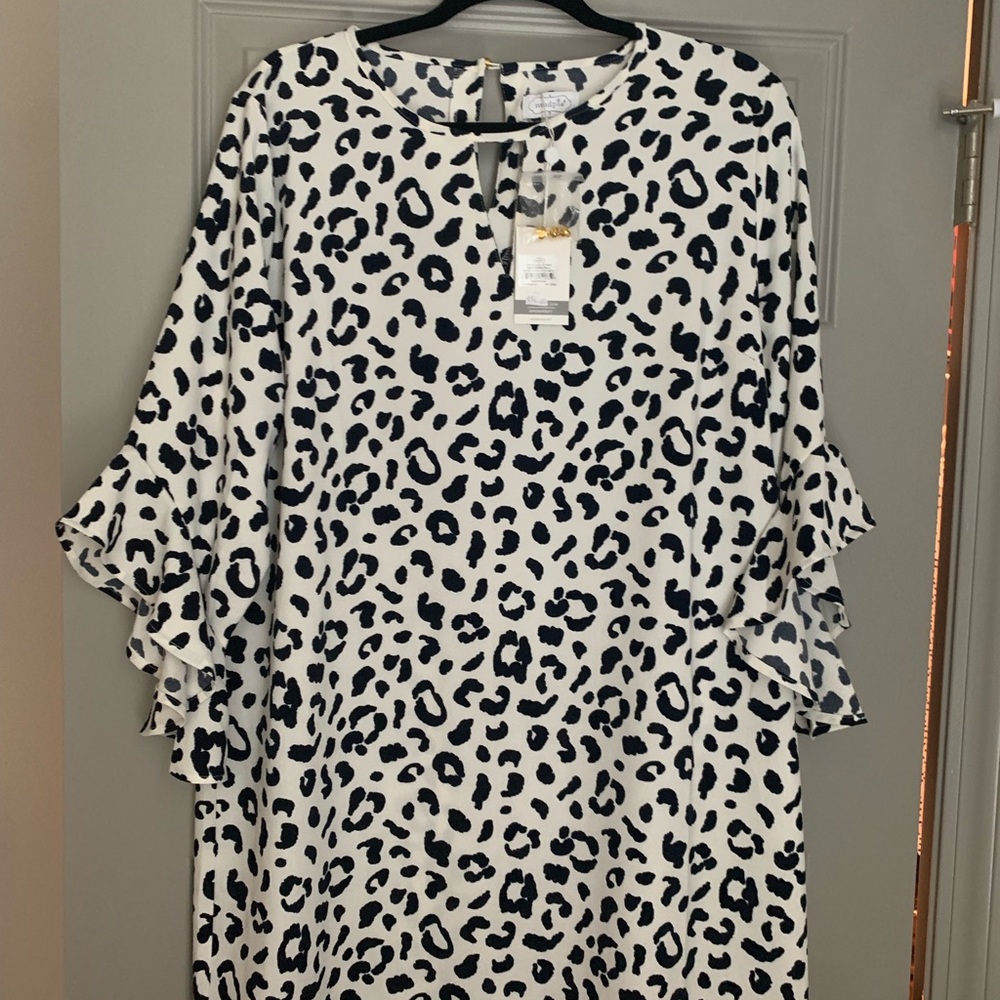 NWT Mudpie Dress navy and white leopard